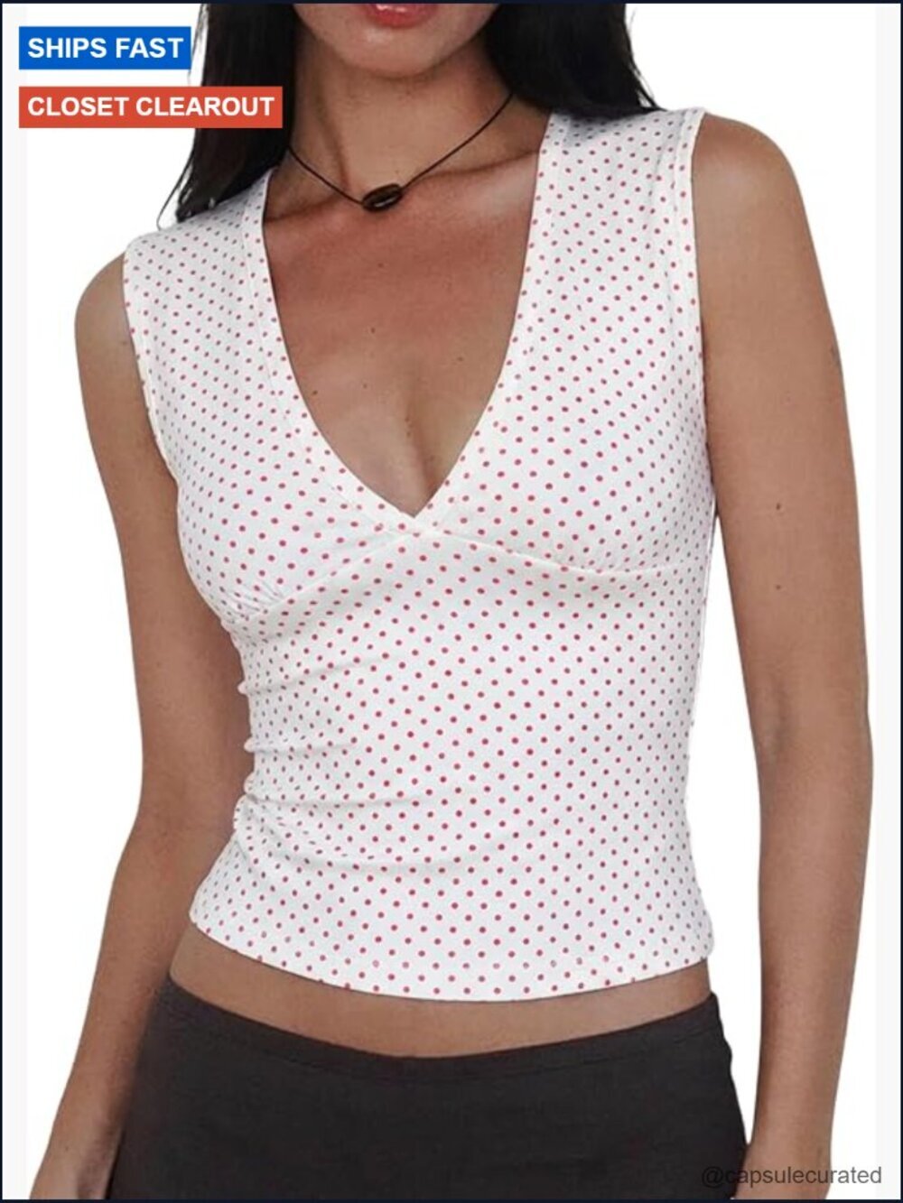 Women Deep V Neck Sleeveless Crop Tank Top Stretchy Summer Going Out Top